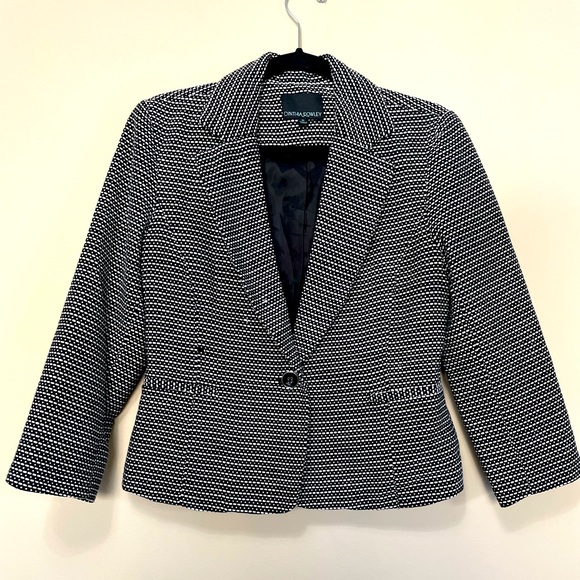 Cynthia Rowley Blazer size M black and white woven design 100% cotton - Picture 1 of 5
